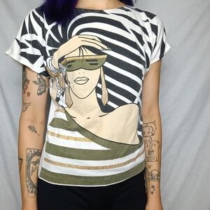 Victoria Jones Woman Black and White Graphic Tee